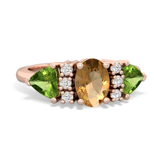 Citrine Genuine Citrine with Genuine Peridot and Lab Created Emerald Antique Style Three Stone ring Ring