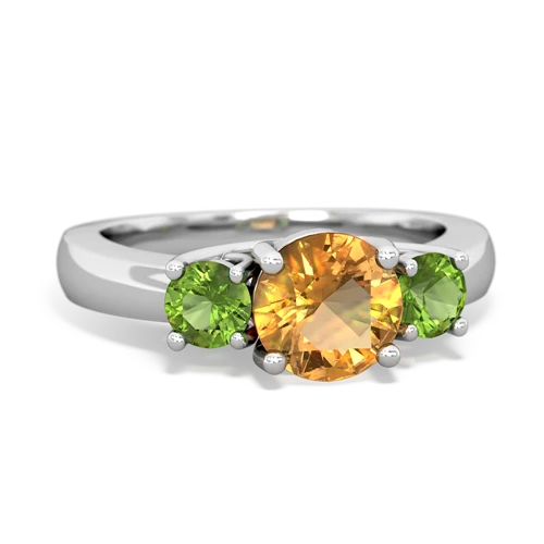 Citrine Genuine Citrine with Genuine Peridot and Lab Created Emerald Three Stone Trellis ring Ring