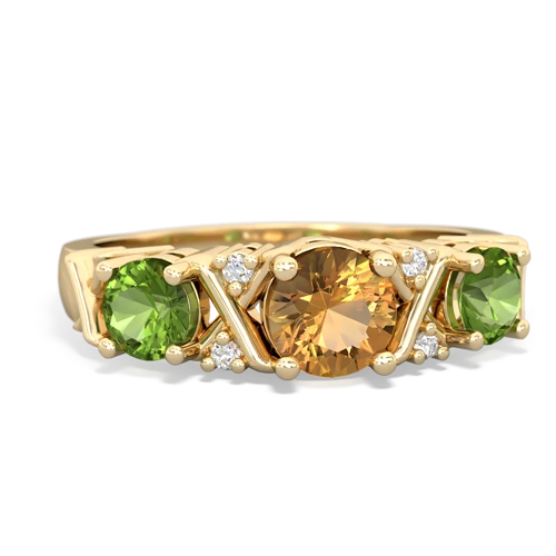 Citrine Genuine Citrine with Genuine Peridot and Lab Created Emerald Hugs and Kisses ring Ring