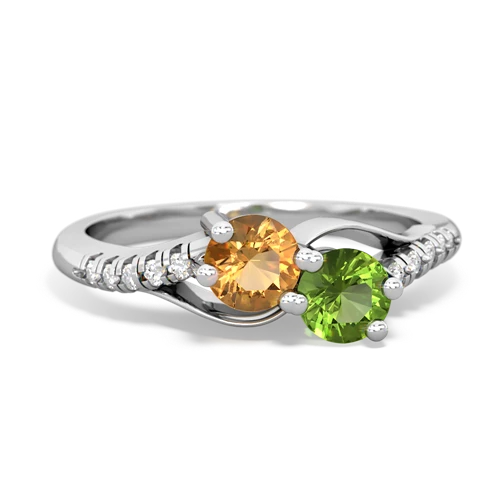 citrine-peridot two stone infinity ring