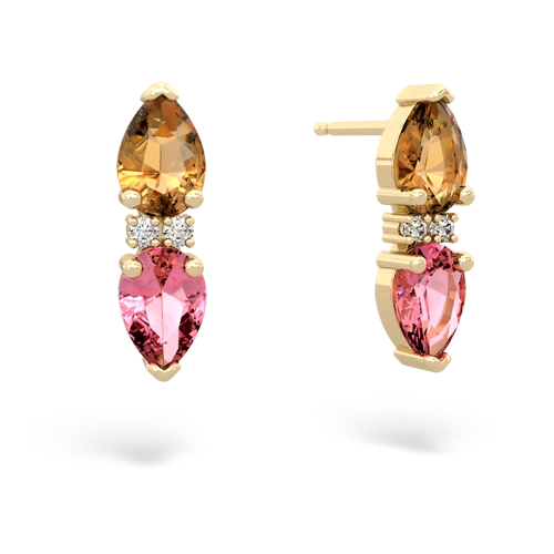 citrine-pink sapphire bowtie earrings