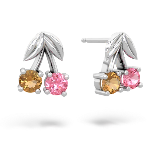 citrine-pink sapphire cherries earrings