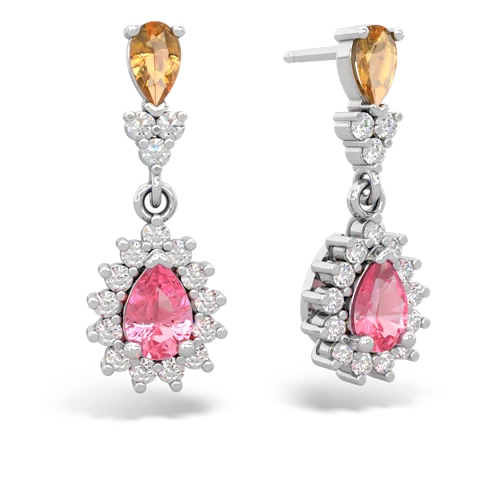 citrine-pink sapphire dangle earrings