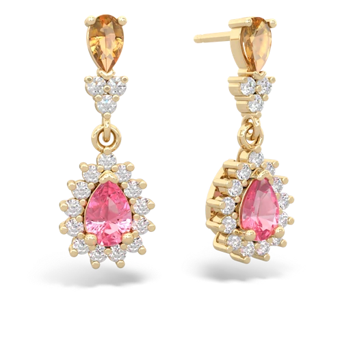 citrine-pink sapphire dangle earrings