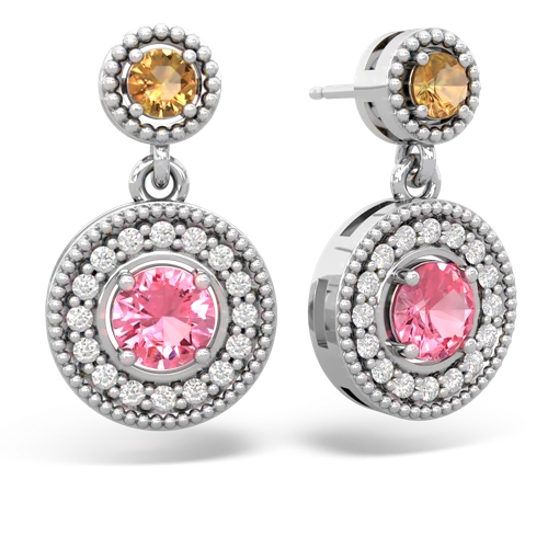 citrine-pink sapphire halo earrings