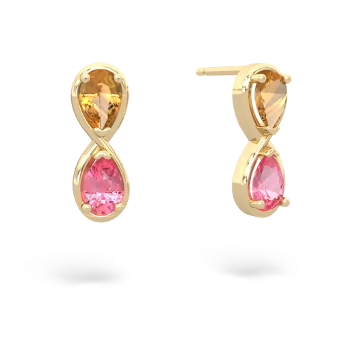 citrine-pink sapphire infinity earrings