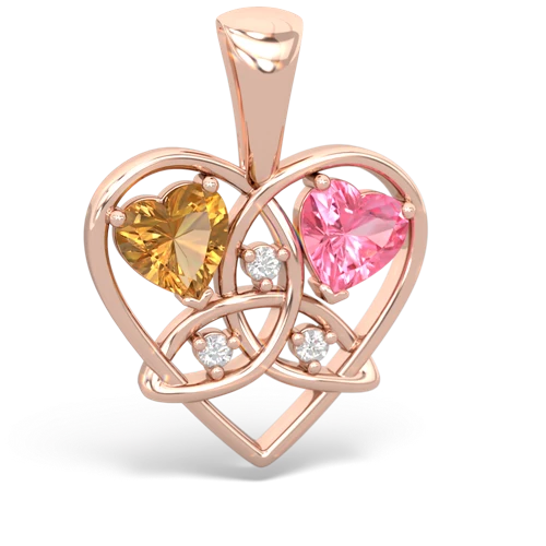 citrine-pink sapphire celtic heart pendant