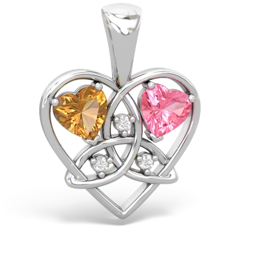 citrine-pink sapphire celtic heart pendant