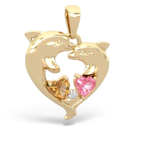 citrine-pink sapphire dolphins pendant