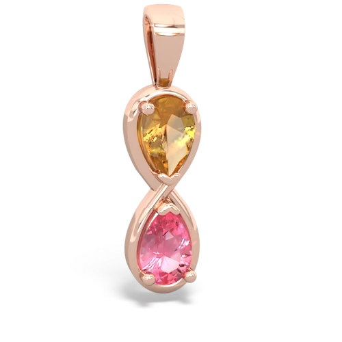 citrine-pink sapphire infinity pendant