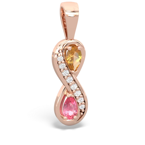citrine-pink sapphire keepsake infinity pendant