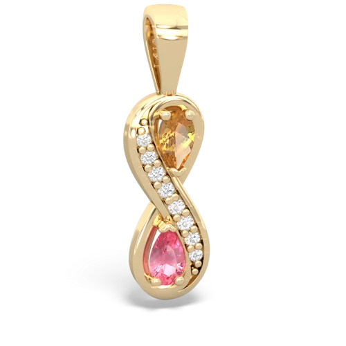 citrine-pink sapphire keepsake infinity pendant