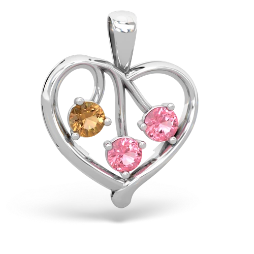 Citrine Genuine Citrine with Lab Created Pink Sapphire and Lab Created Alexandrite Glowing Heart pendant Pendant