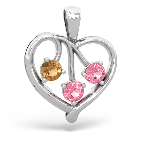 citrine-pink sapphire love heart pendant