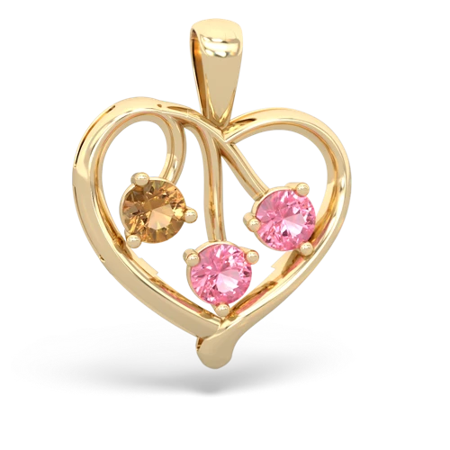 citrine-pink sapphire love heart pendant