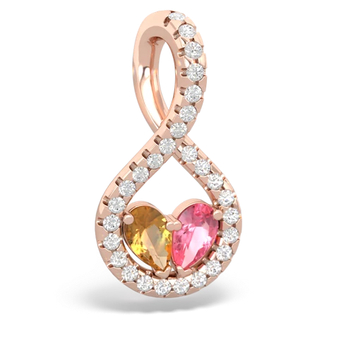 citrine-pink sapphire pave twist pendant