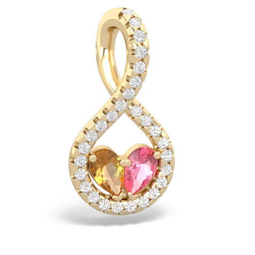 citrine-pink sapphire pave twist pendant
