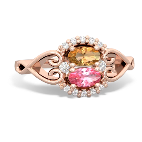citrine-pink sapphire antique keepsake ring