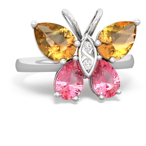 citrine-pink sapphire butterfly ring