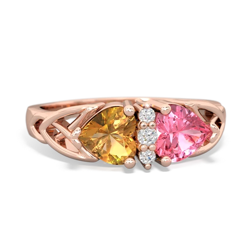 citrine-pink sapphire celtic ring