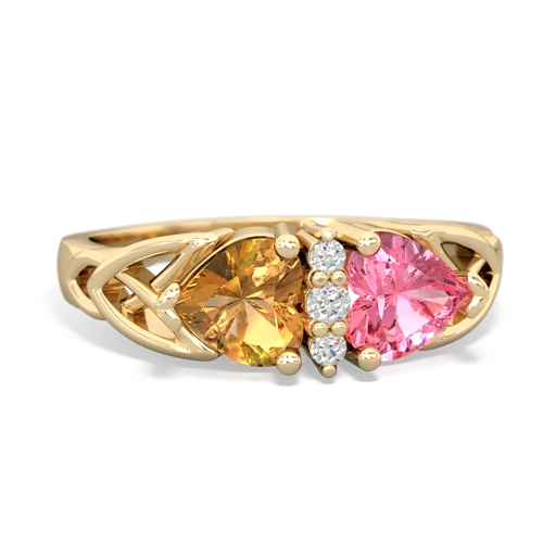 citrine-pink sapphire celtic ring