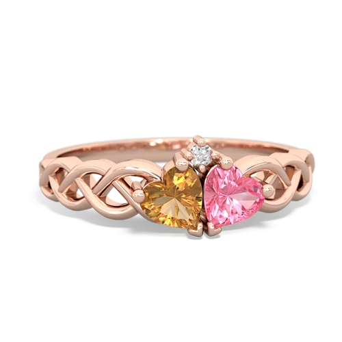 citrine-pink sapphire celtic braid ring