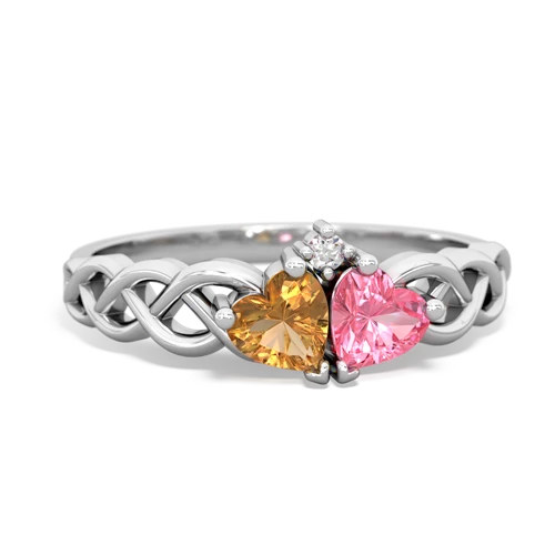citrine-pink sapphire celtic braid ring