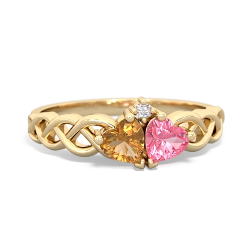 citrine-pink sapphire celtic braid ring