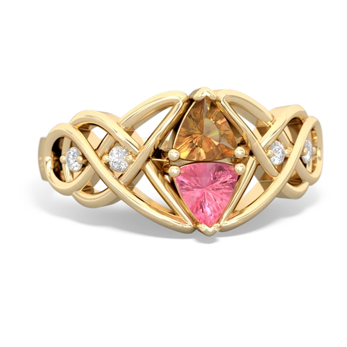 citrine-pink sapphire celtic knot ring