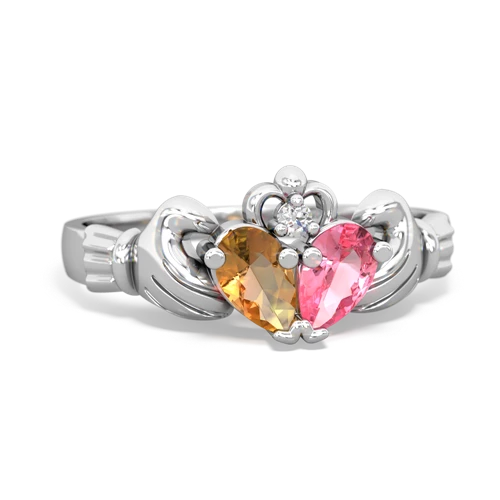 citrine-pink sapphire claddagh ring