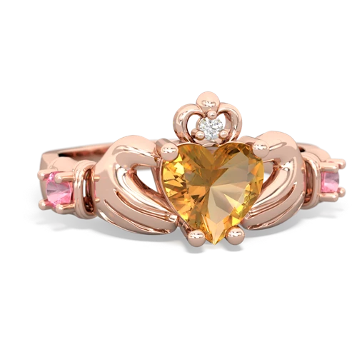 Citrine Genuine Citrine with Lab Created Pink Sapphire and Lab Created Alexandrite Claddagh ring Ring