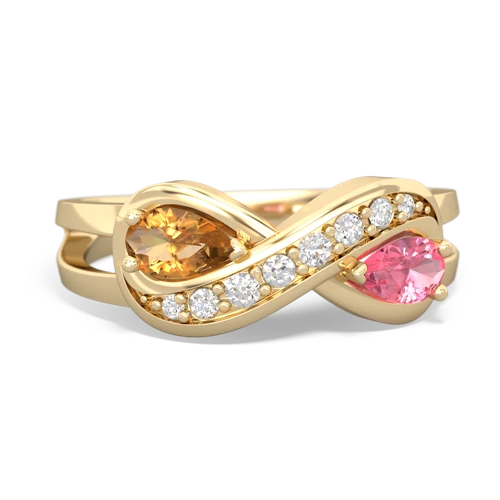 citrine-pink sapphire diamond infinity ring