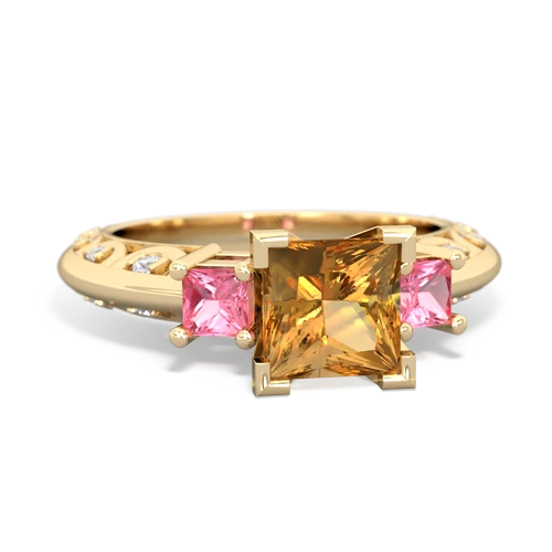 citrine-pink sapphire engagement ring