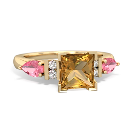 Citrine Genuine Citrine with Lab Created Pink Sapphire and Lab Created Alexandrite Engagement ring Ring