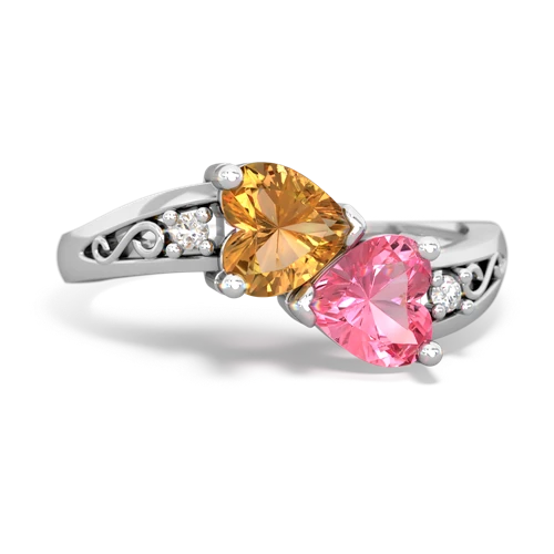 citrine-pink sapphire filligree ring