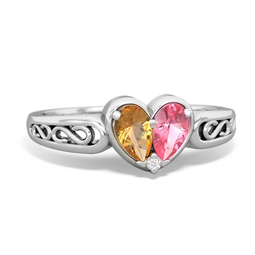 citrine-pink sapphire filligree ring