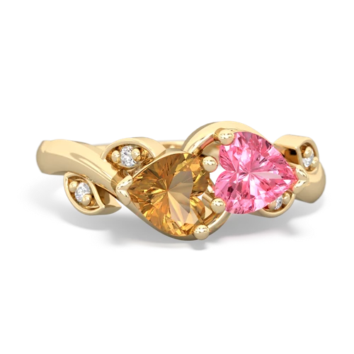 citrine-pink sapphire floral keepsake ring
