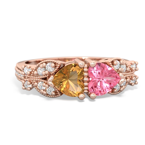 citrine-pink sapphire keepsake butterfly ring