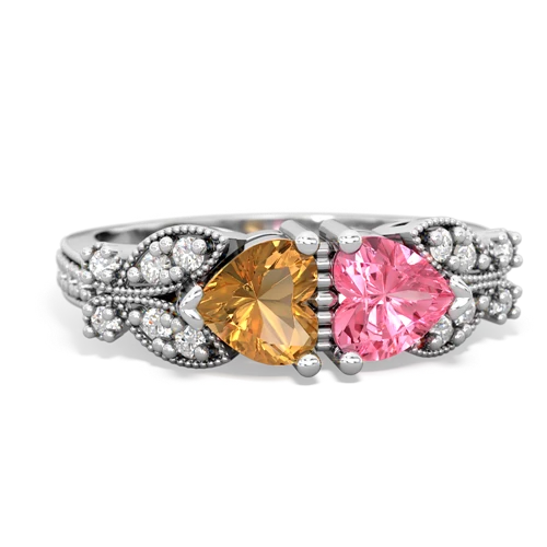 citrine-pink sapphire keepsake butterfly ring