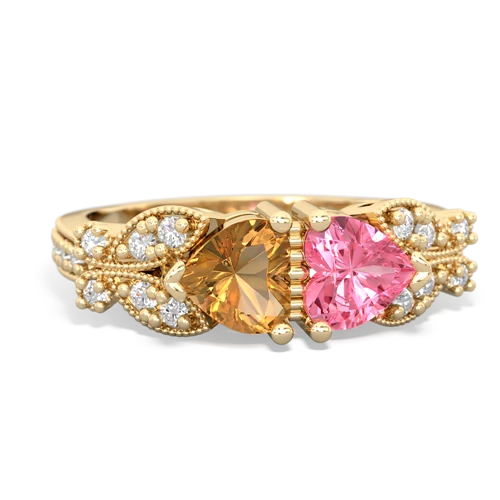citrine-pink sapphire keepsake butterfly ring