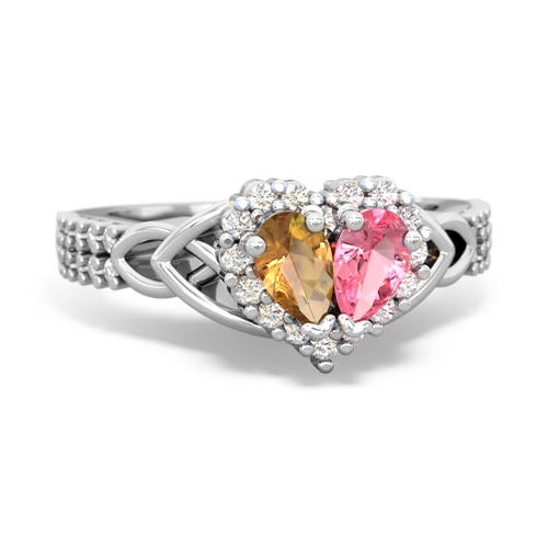 citrine-pink sapphire keepsake engagement ring