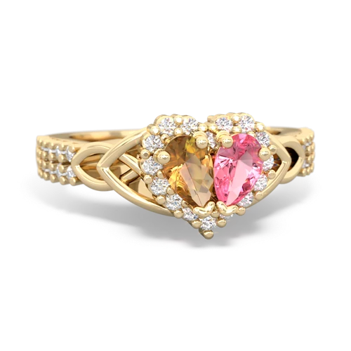 citrine-pink sapphire keepsake engagement ring