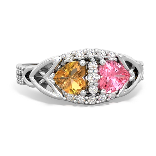 citrine-pink sapphire keepsake engagement ring