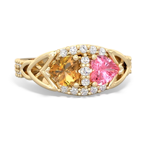 citrine-pink sapphire keepsake engagement ring