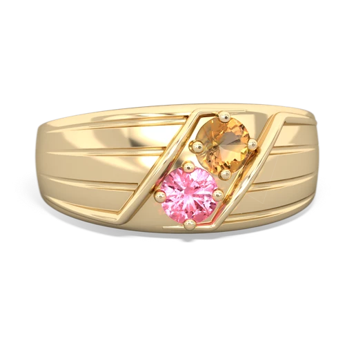 citrine-pink sapphire mens ring