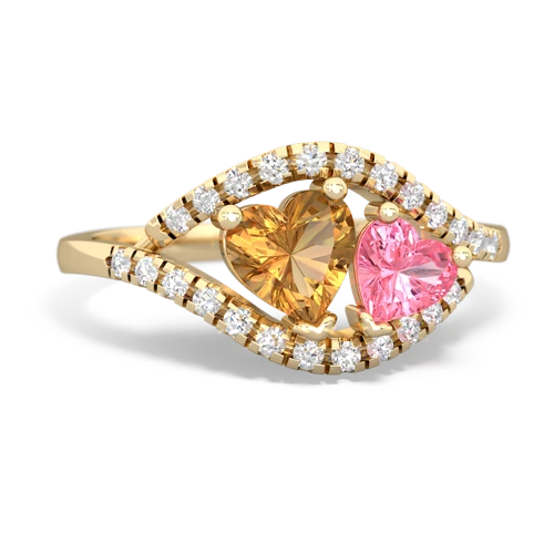 citrine-pink sapphire mother child ring