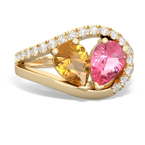 citrine-pink sapphire pave heart ring