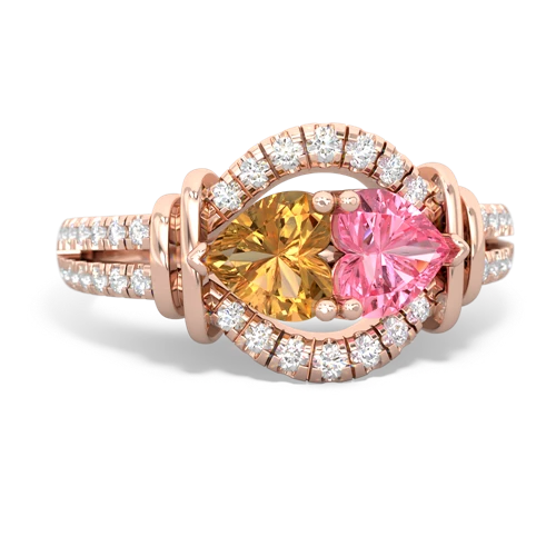 citrine-pink sapphire pave keepsake ring