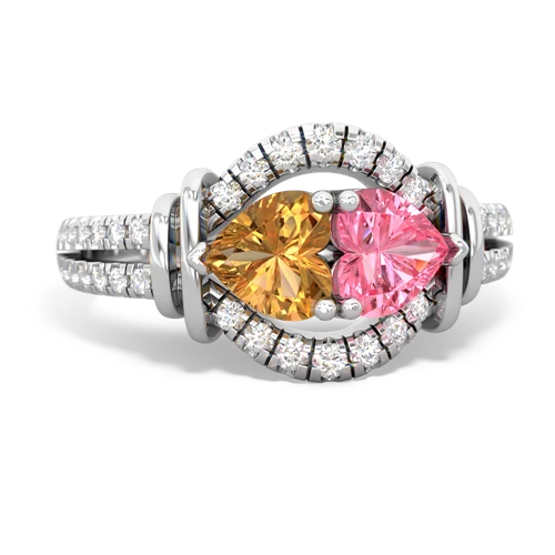 citrine-pink sapphire pave keepsake ring