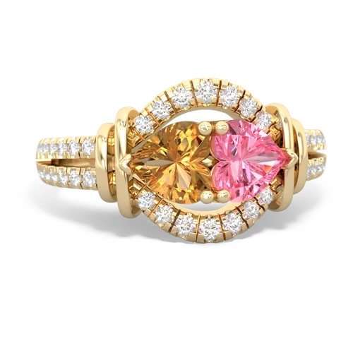 citrine-pink sapphire pave keepsake ring